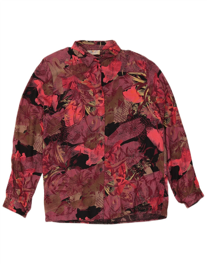 Винтажный женский комплект из 2 юбок UK 12 Medium W27 Бордовый с цветочным принтом в стиле ретро