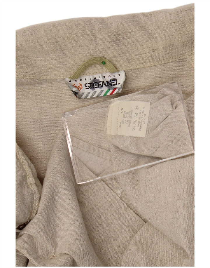 Женский пиджак на двух пуговицах Stefanel, Великобритания, 18 XL, бежевый, льняной