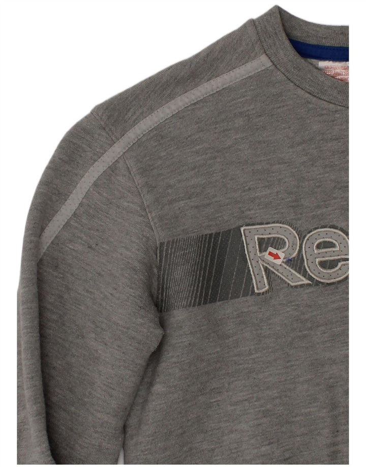 Джемпер с рисунком Reebok для мальчиков 11-12 лет, серый хлопок