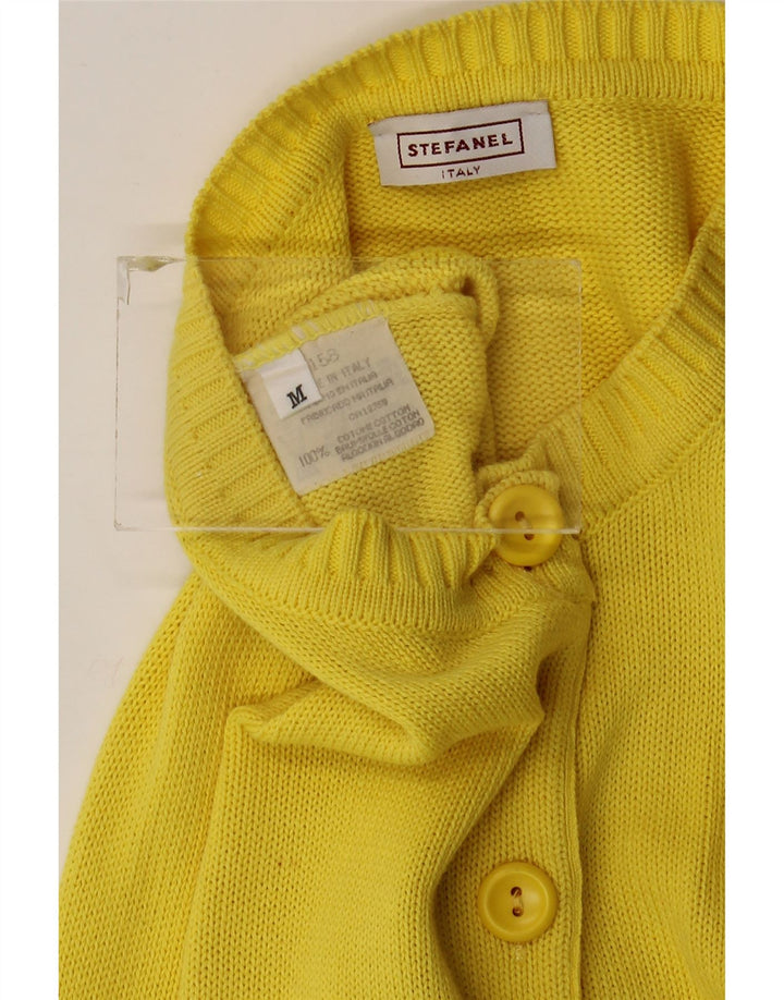 Женский кардиган Stefanel UK 12, хлопок среднего желтого цвета