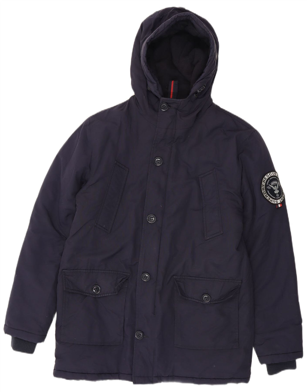 Мужская парка Superdry с капюшоном UK 40, большая темно-синяя нейлоновая куртка
