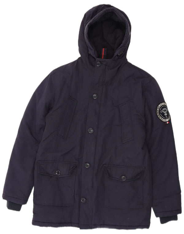 Мужская парка Superdry с капюшоном UK 40, большая темно-синяя нейлоновая куртка
