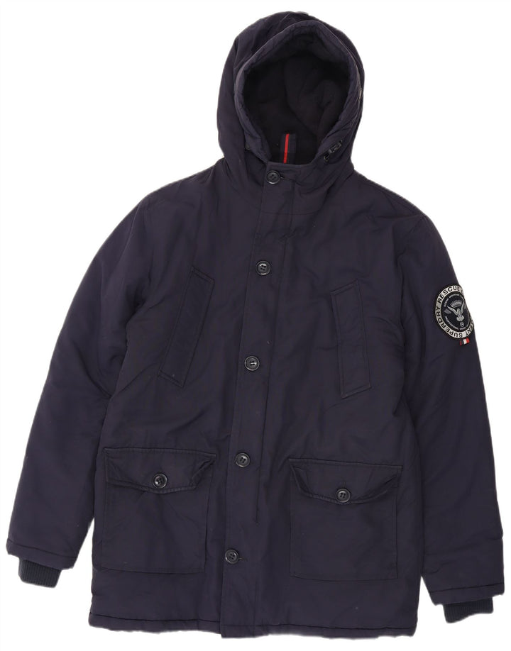 Мужская парка Superdry с капюшоном UK 40, большая темно-синяя нейлоновая куртка