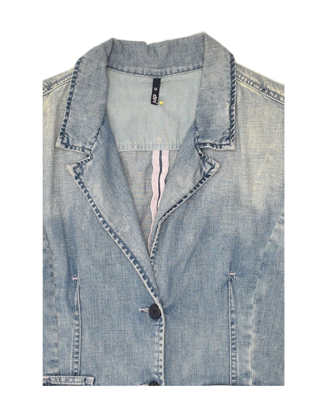 MELTIN' POT Womens Denim Jacket UK 12 Medium Blue Cotton | Vintage Meltin' Pot | Thrift | Second-Hand Meltin' Pot | Used Clothing | Messina Hembry 