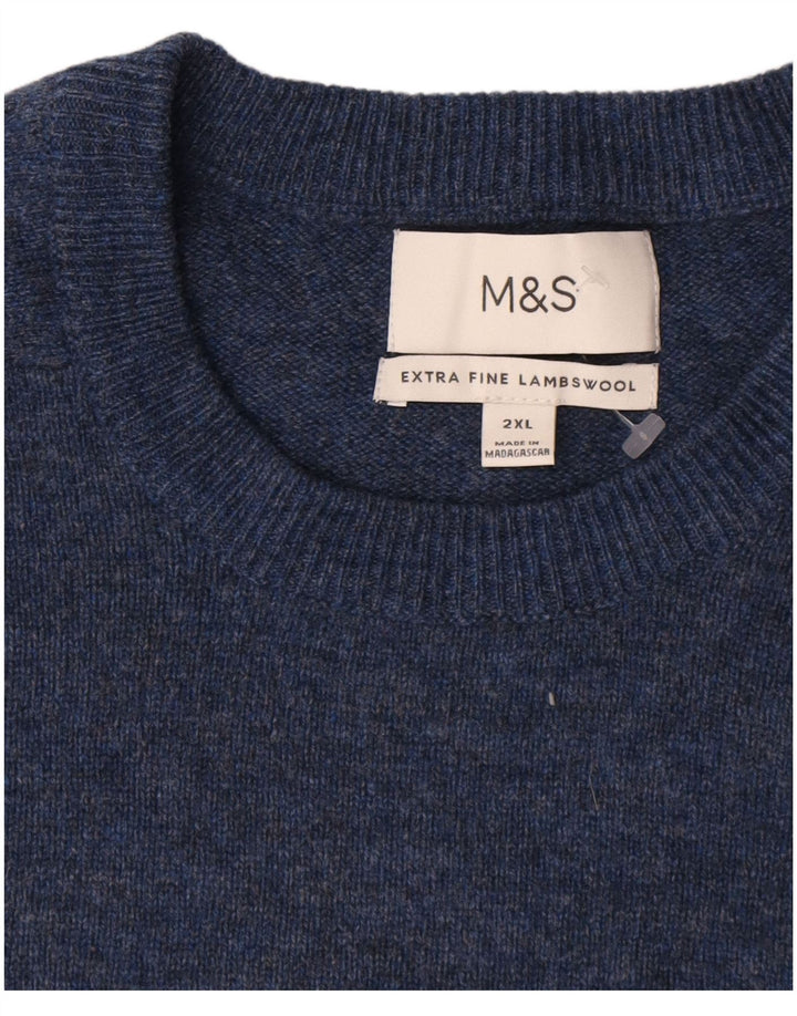 Мужской свитер с круглым вырезом Marks & Spencer 2XL темно-синий в крапинку