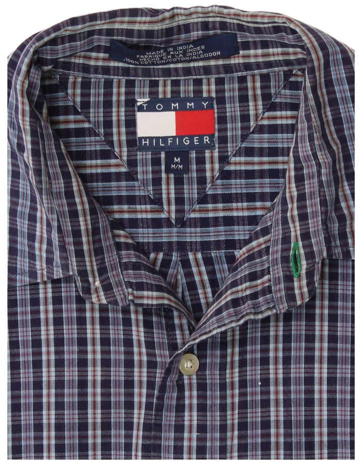 TOMMY HILFIGER Mens Shirt Medium Navy Blue Check Cotton