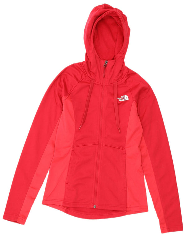 Женский свитер с капюшоном на молнии THE NORTH FACE UK 6 XS, красный полиэстер с цветными блоками