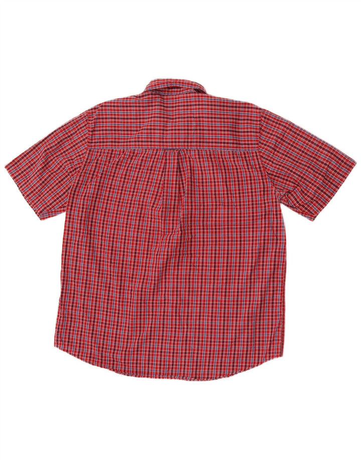Мужская рубашка Chaps с коротким рукавом, легкая в уходе, большая красная клетка, хлопковая