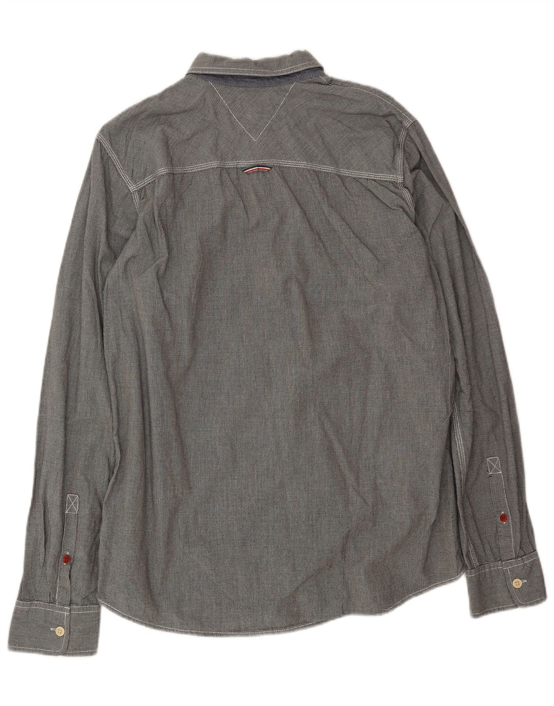 Мужская рубашка Tommy Hilfiger XL серая, хлопок с узором «гусиные лапки»