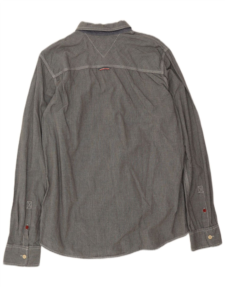 Мужская рубашка Tommy Hilfiger XL серая, хлопок с узором «гусиные лапки»