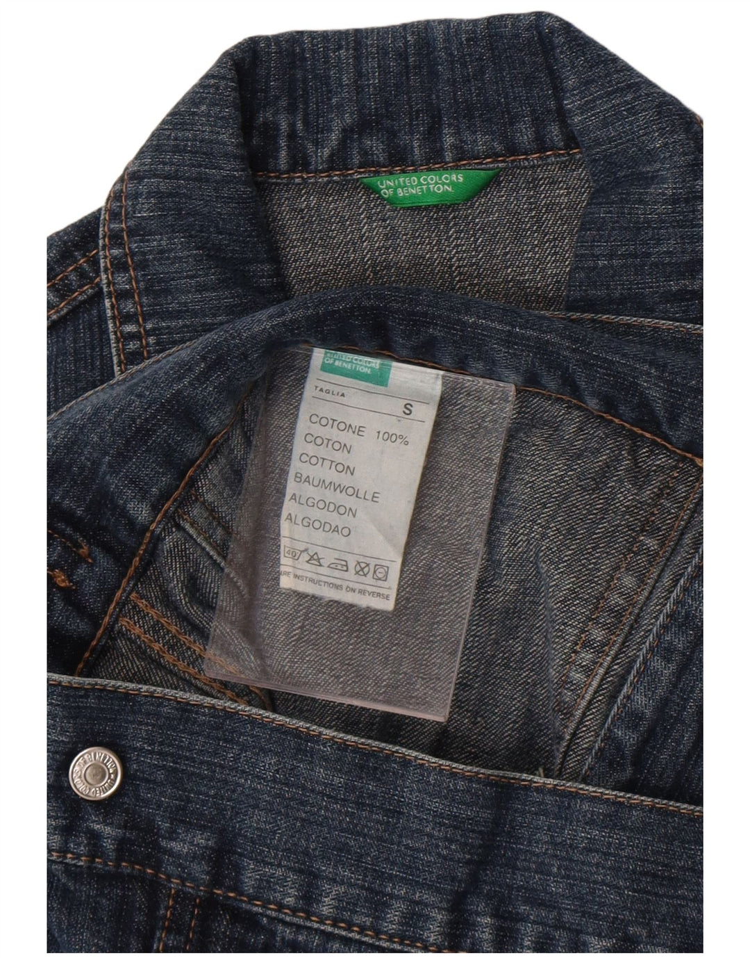 Женская джинсовая куртка Benetton UK 10, маленькая, синяя, хлопок