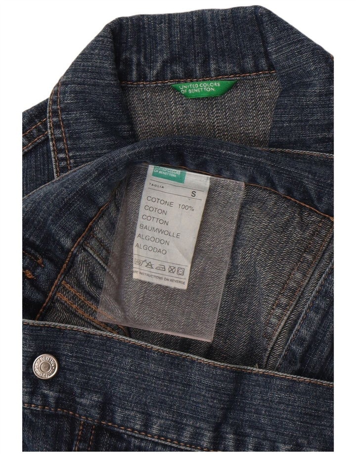 Женская джинсовая куртка Benetton UK 10, маленькая, синяя, хлопок