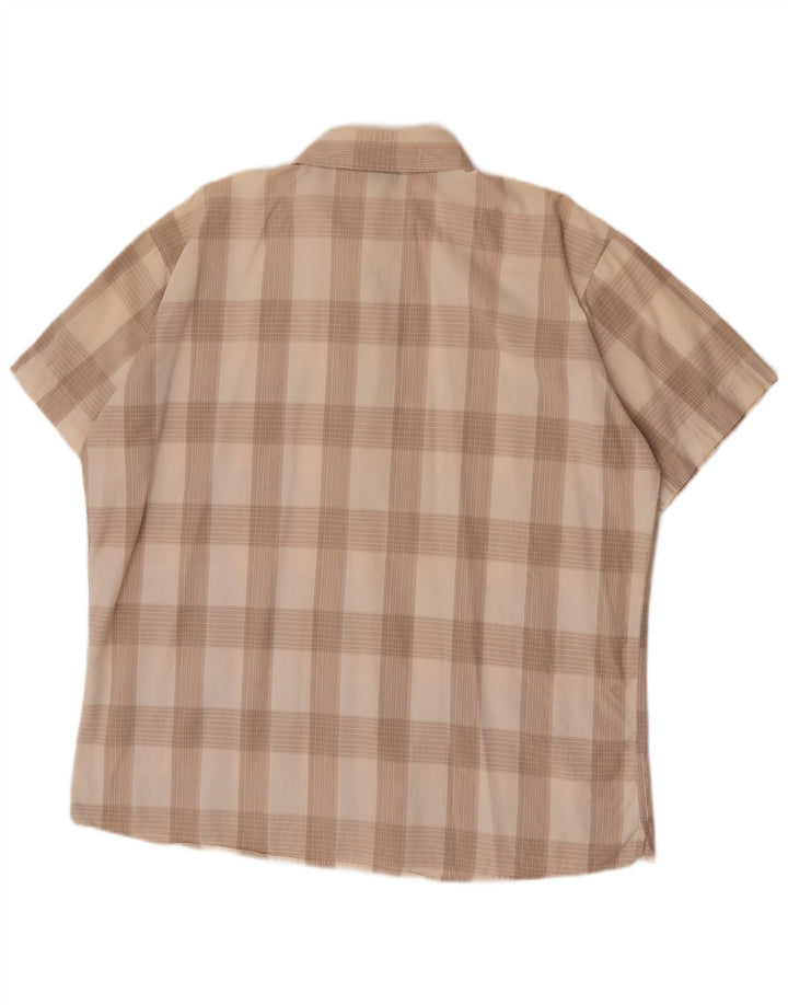 Lee Мужская рубашка с коротким рукавом 2XL, бежевая клетка, хлопок