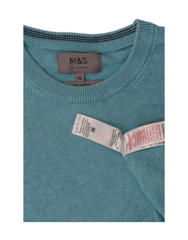 Мужской джемпер с круглым вырезом Marks & Spencer XL, синий хлопок