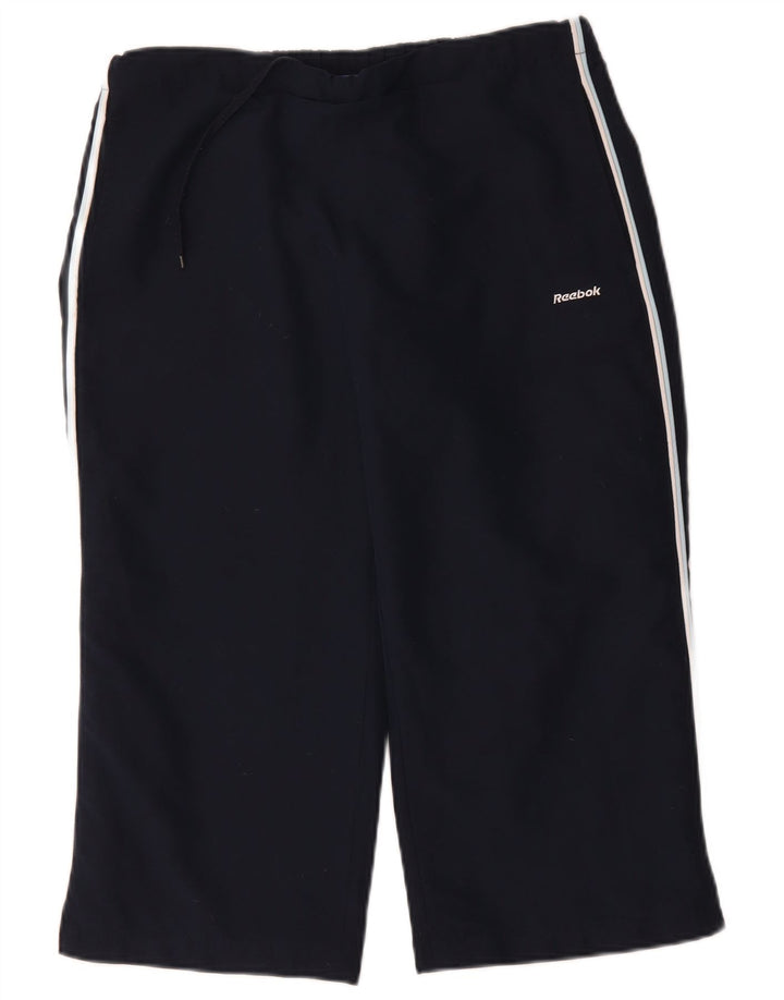 Женские спортивные брюки-капри Reebok UK 12, средний темно-синий, полиэстер