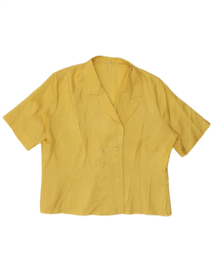 VINTAGE Womens Short Sleeve Shirt Blouse IT 44 Medium Yellow Polyester