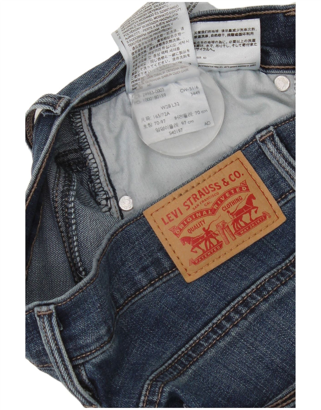 Женские обтягивающие джинсы Levi's W28 L28, темно-синие, хлопок
