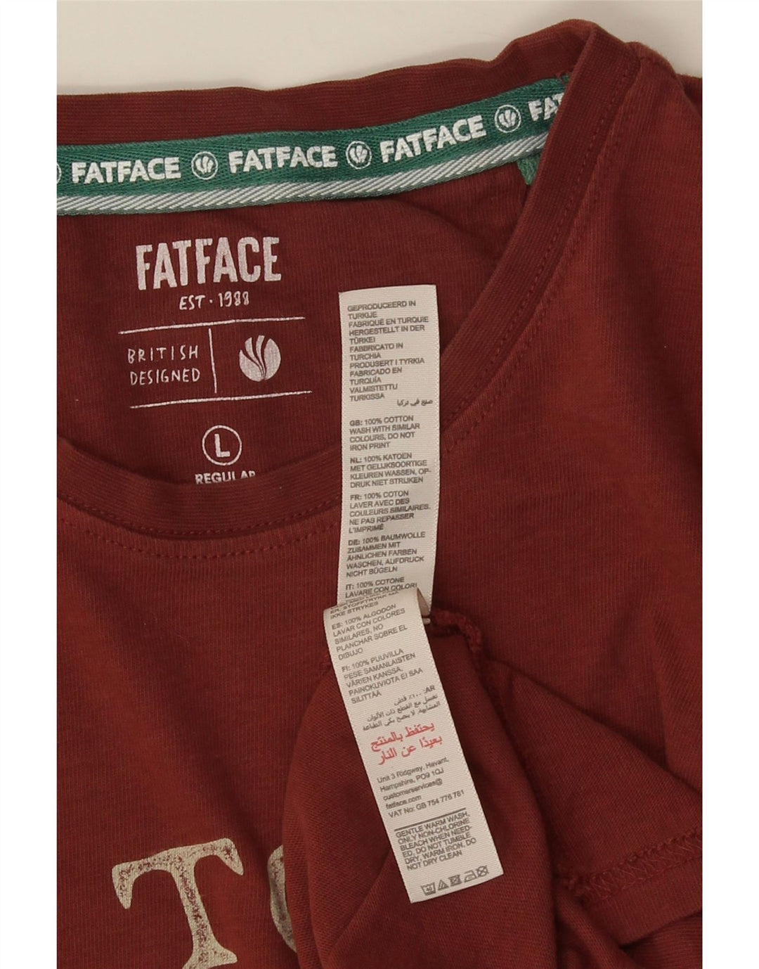 Мужская футболка FAT FACE стандартного кроя с рисунком, большой красный хлопковый топ