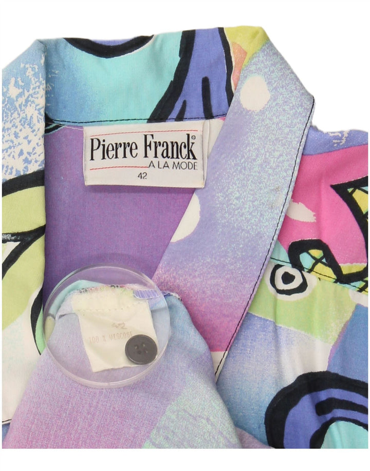 ВИНТАЖНАЯ женская блузка-рубашка с абстрактным узором EU 42, большая разноцветная