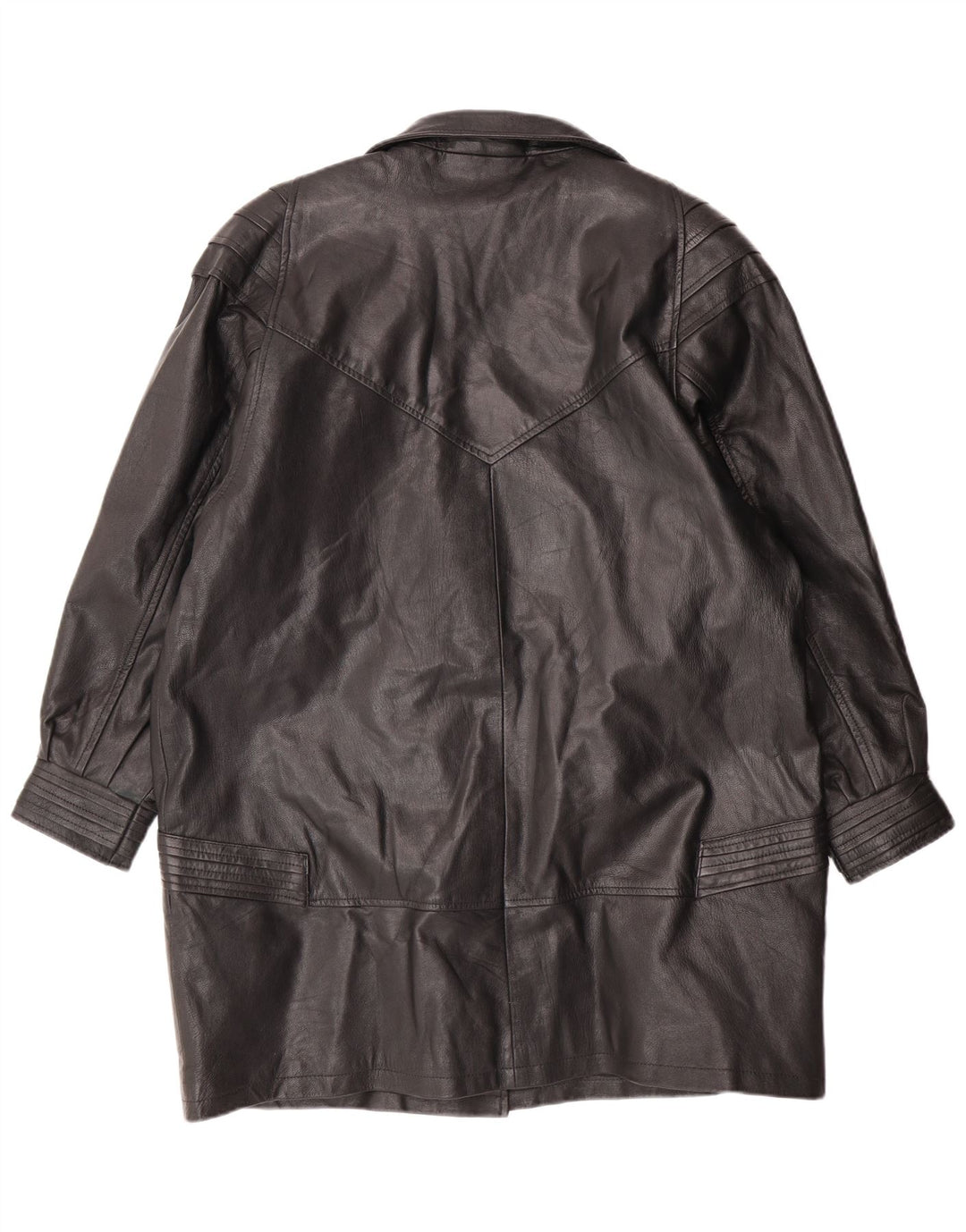 ВИНТАЖНОЕ женское кожаное пальто UK 18 XL, черное кожаное