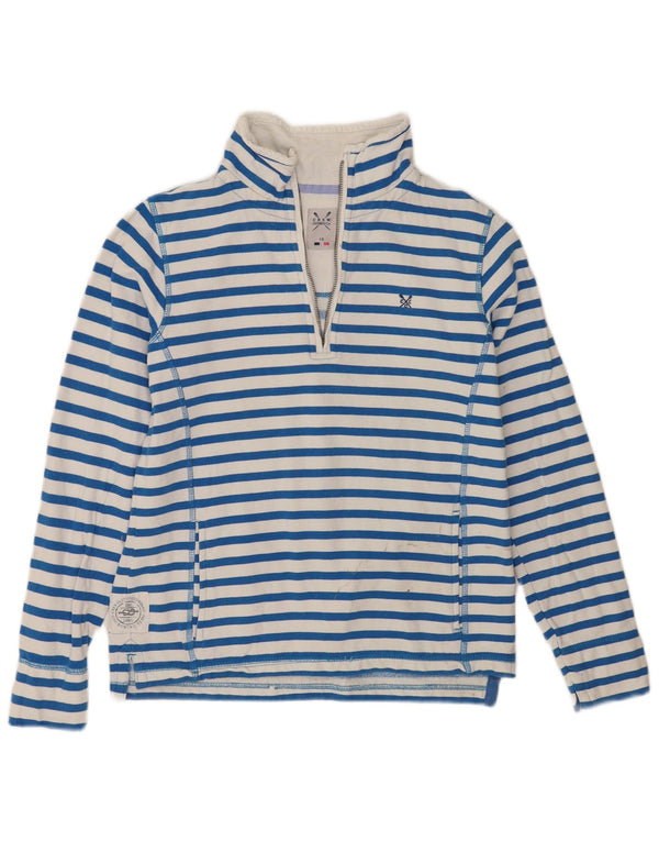 Crew Clothing Женский свитер с воротником на молнии, джемпер, Великобритания, 10 маленьких белых полосок