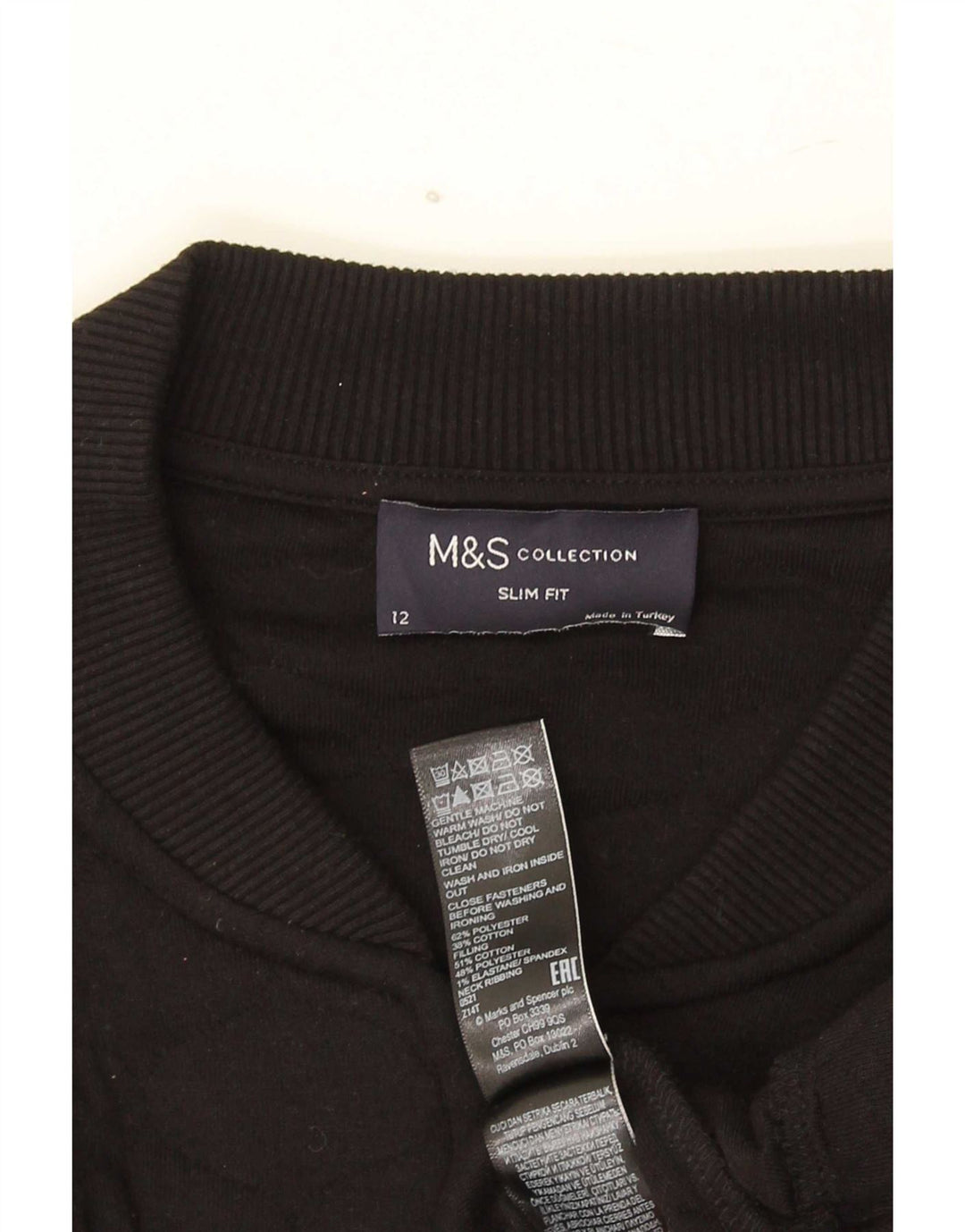 Женская стеганая куртка приталенного кроя Marks & Spencer UK 12, средний черный хлопок