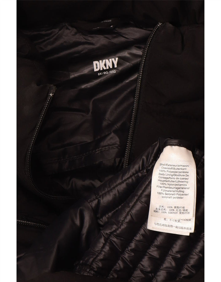 Dkny Женское стеганое пальто больших размеров с капюшоном UK 18 XL, черный полиэстер