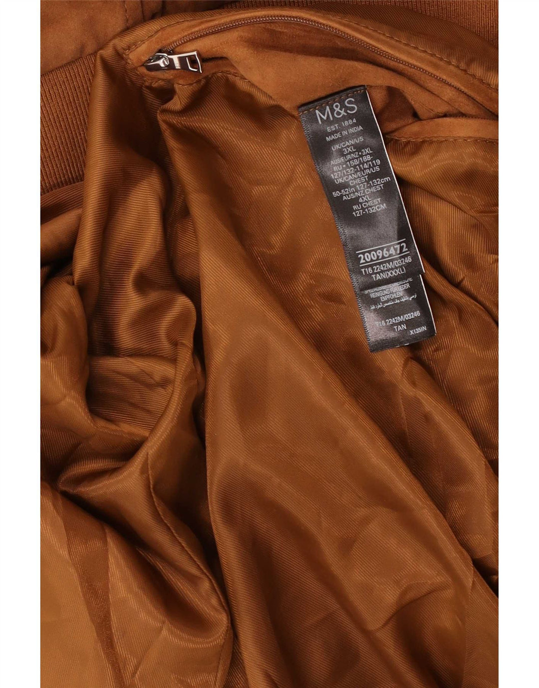 Мужской замшевый бомбер Marks & Spencer UK 46 3XL Коричневый кожаный