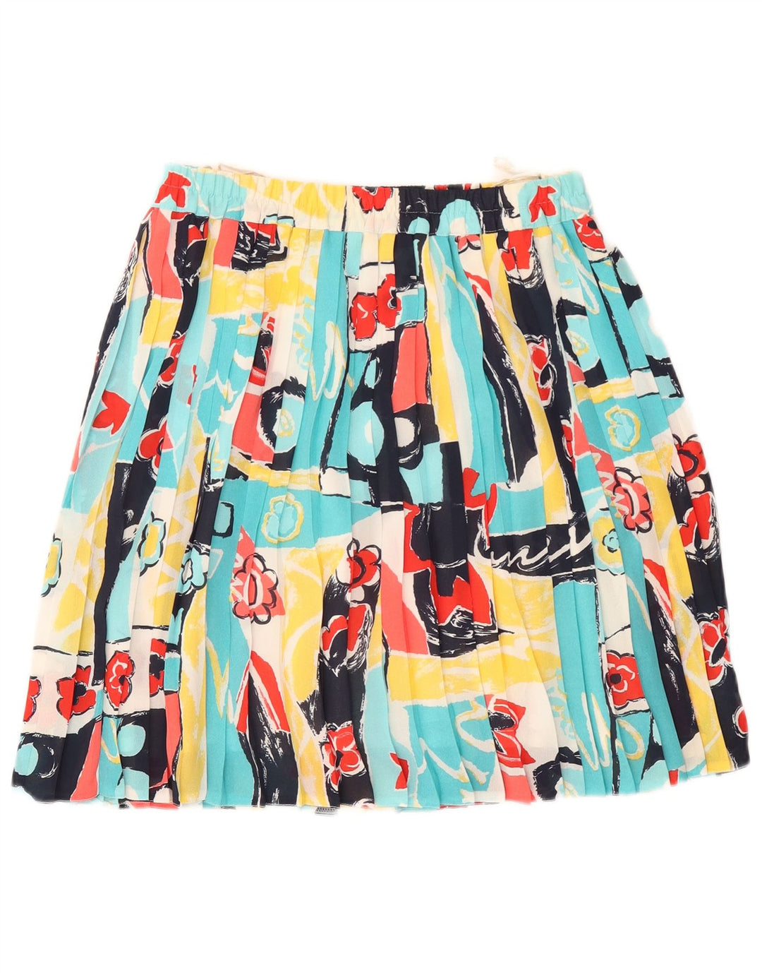 Винтажная женская плиссированная юбка с абстрактным узором UK 14 Medium W32 Multic