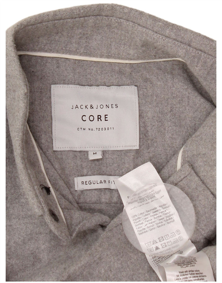 Мужская фланелевая рубашка стандартного кроя JACK & JONES, хлопок среднего серого цвета