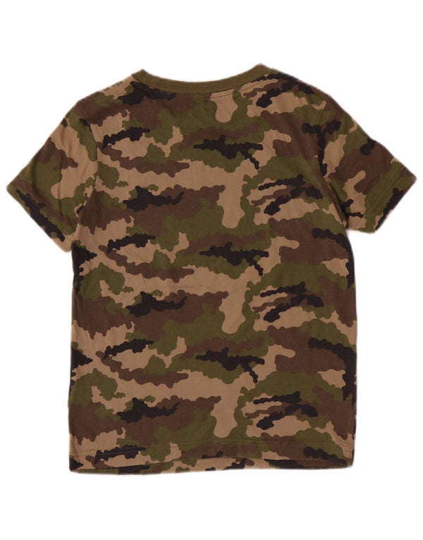 Adidas Boys Regular Graphic T-Shirt Top 9-10 Years Green Camouflage