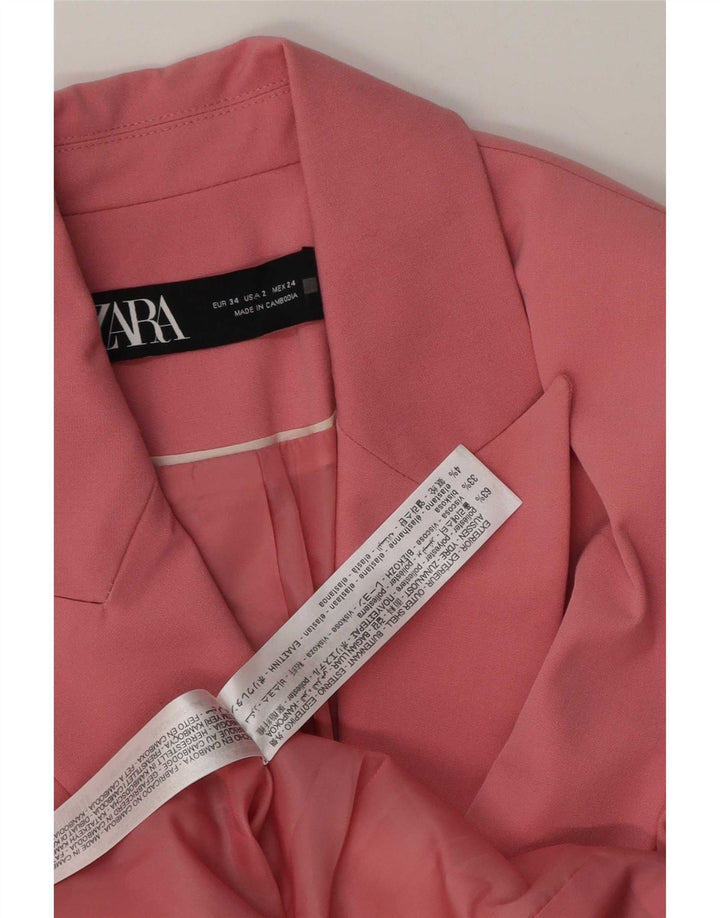 Женский пиджак на 1 пуговице Zara EU 34 2XS, розовый полиэстер
