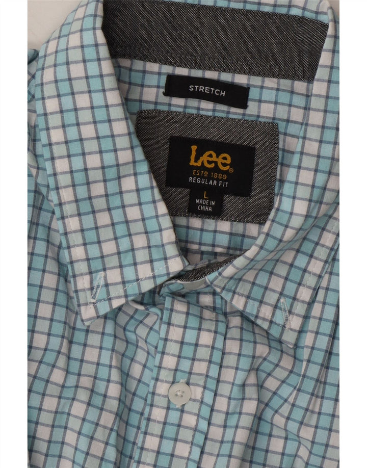 LEE Mens Regular Fit Shirt Large Blue Check Cotton Vintage Lee and Second-Hand Lee from Messina Hembry 