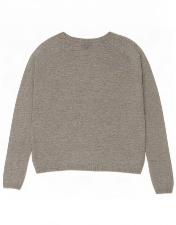Женский свободный джемпер с вырезом «лодочка» Topshop UK 6 XS, серый цвет с цветными блоками