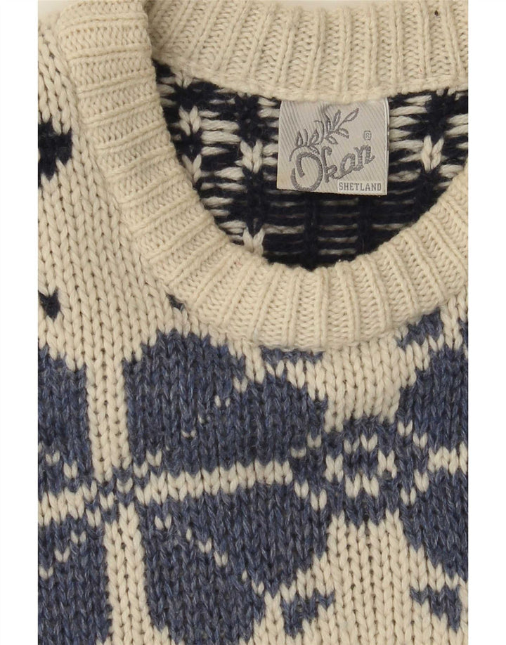 Мужской джемпер с круглым вырезом Shetland, большой Off-White Fair Isle