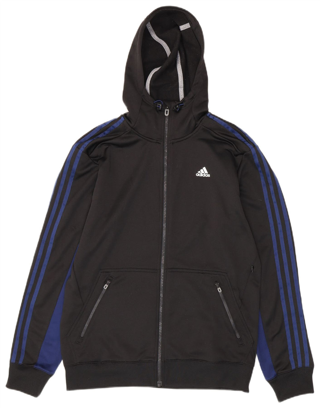 Мужской свитер с капюшоном и молнией ADIDAS Climalite, средний черный, с цветными блоками