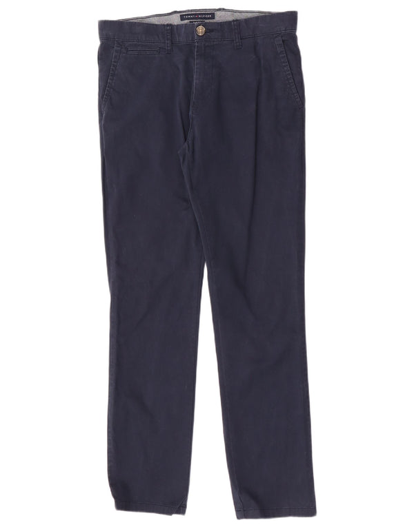 Tommy Hilfiger Mens Slim Fit Chino Trousers W32 L30 Navy Blue Cotton