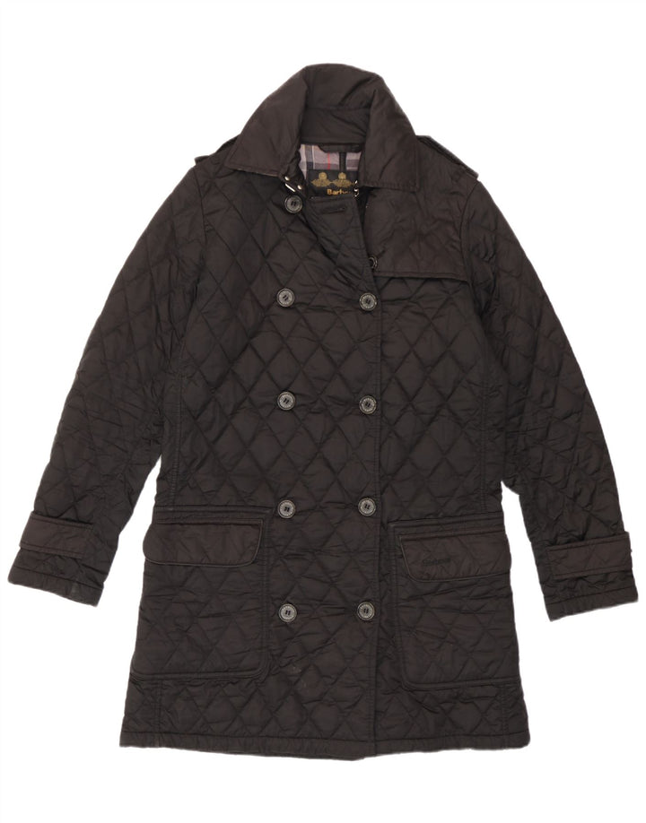 Barbour Женское стеганое двубортное пальто в стиле милитари UK 10 маленькое черное