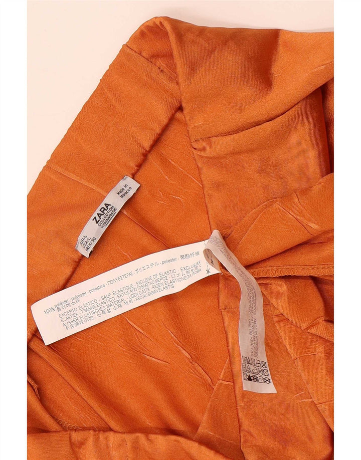 Женская длинная юбка Zara с завышенной талией, большая W30, оранжевый полиэстер