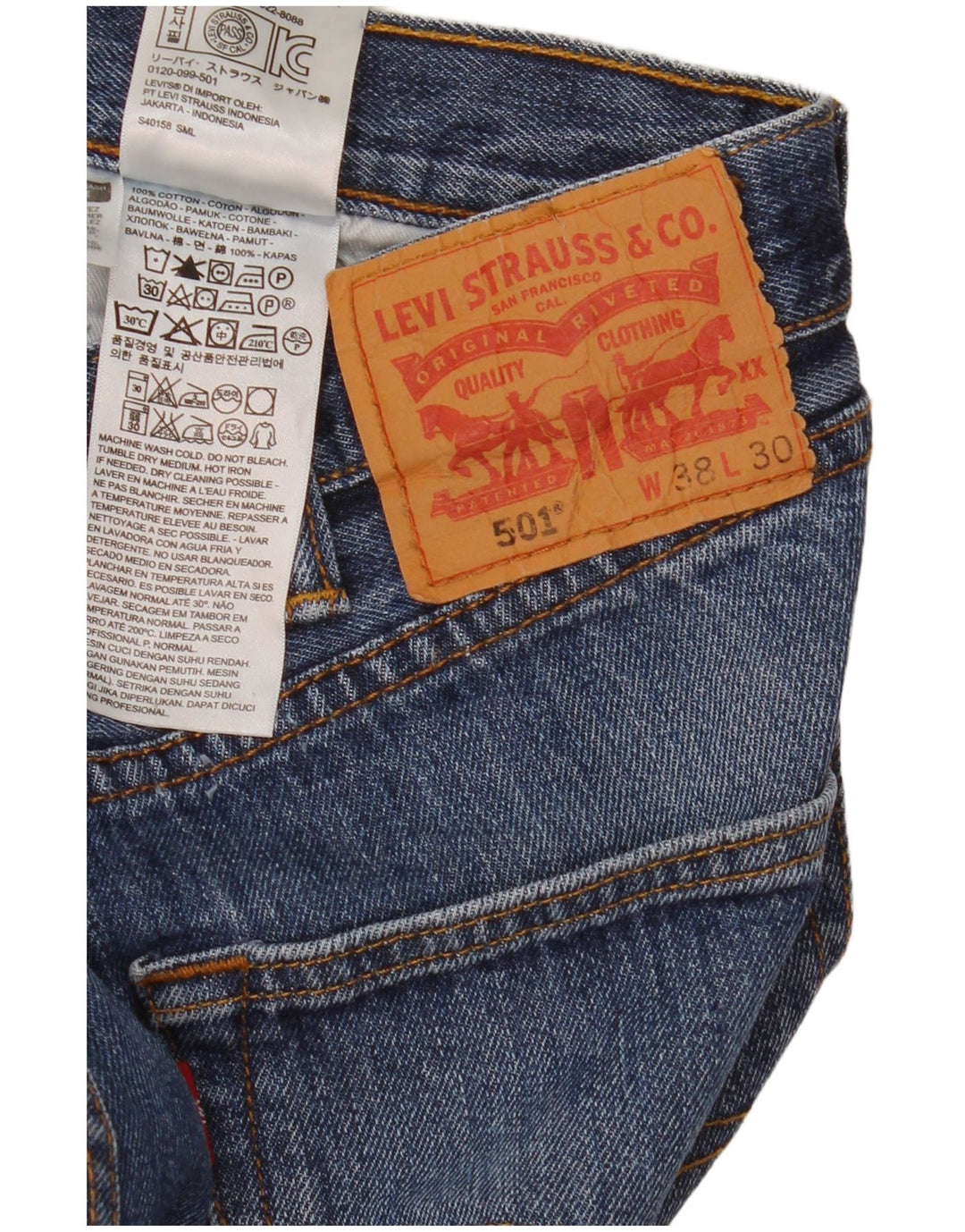 Мужские прямые джинсы Levi's 501 W38 L30 синие, хлопок