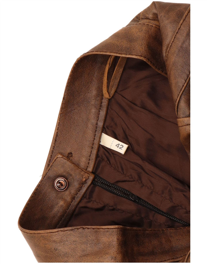 Винтажная женская кожаная юбка IT 42 Medium W26 Коричневая