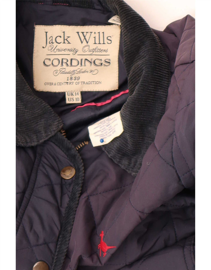 Женская стеганая куртка Jack Wills UK 14, большая, темно-синяя, нейлон