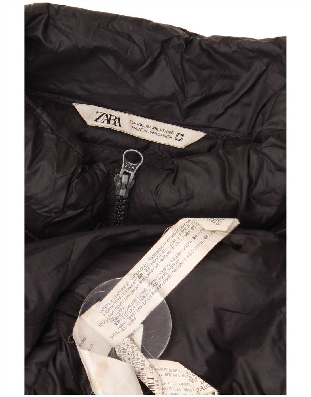 Мужская стеганая куртка ZARA UK 44 2XL, черный нейлон