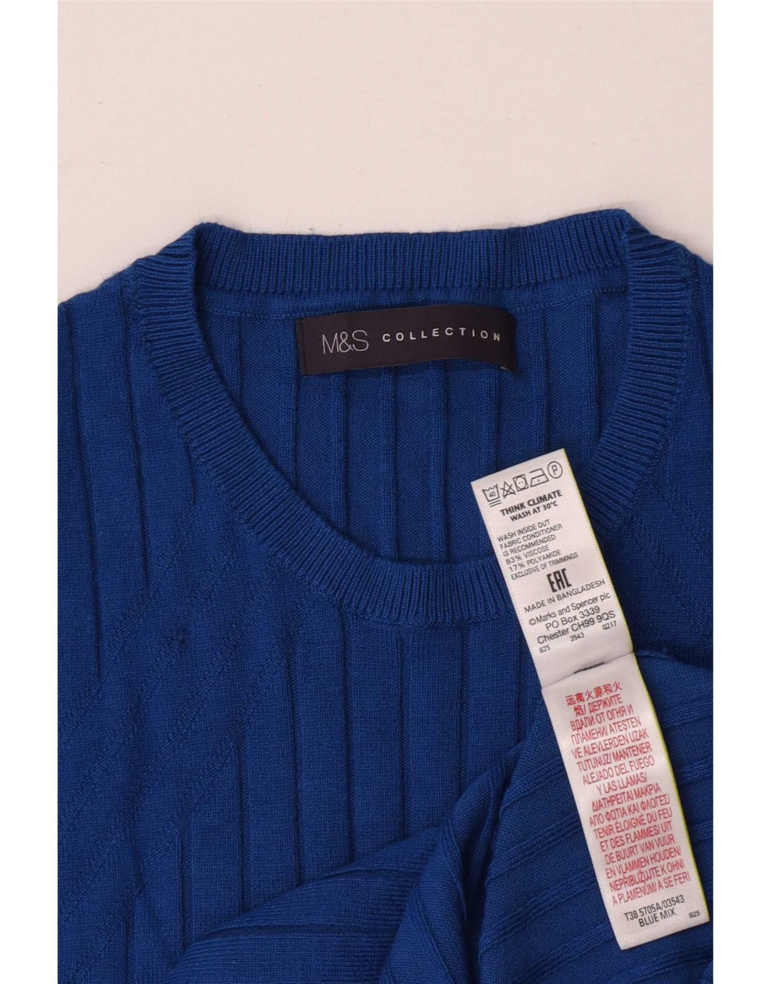 Женский джемпер с круглым вырезом Marks & Spencer UK 12, средний синий
