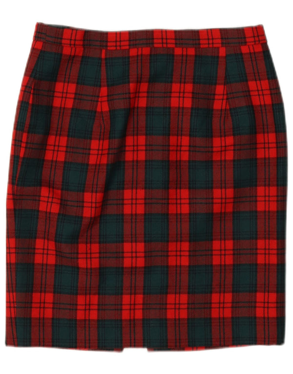 Винтажная женская юбка-карандаш W28 среднего красного цвета в клетку