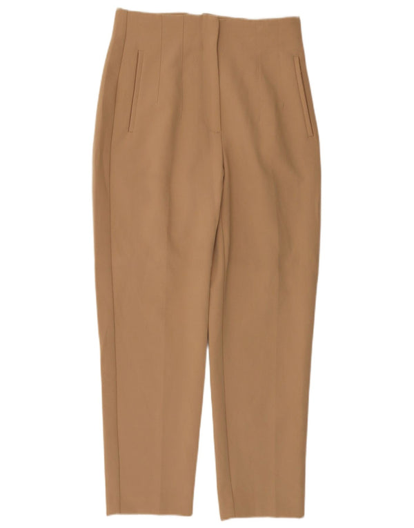 Женские зауженные брюки чинос Zara среднего размера W28 L26, бежевый полиэстер