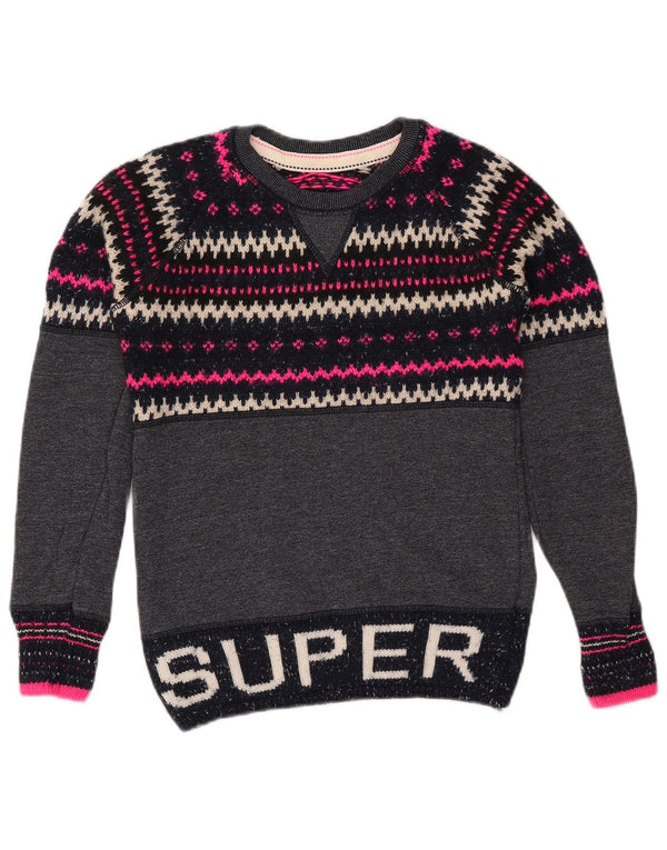 Женский свитер SUPERDRY с круглым вырезом UK 6 XS Темно-синий Fair Isle