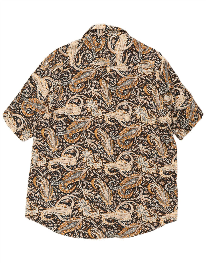 Винтажная мужская рубашка с коротким рукавом, большая черная, с узором пейсли