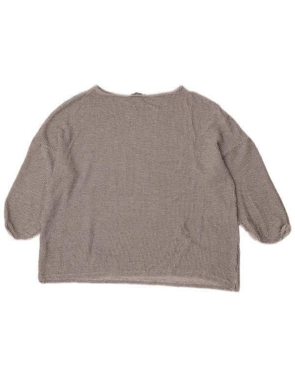 Женская блузка оверсайз с рукавом 3/4 Zara UK 14, средний серый в полоску
