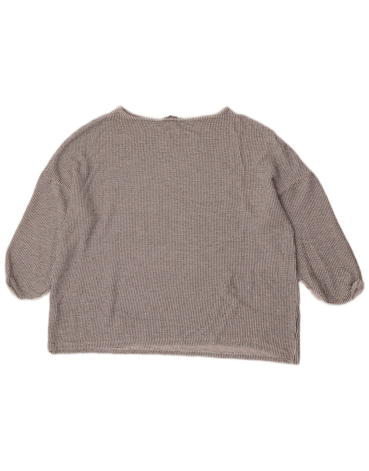 Женская блузка оверсайз с рукавом 3/4 Zara UK 14, средний серый в полоску
